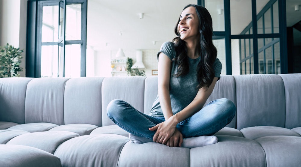 a sober woman showing sign of happiness