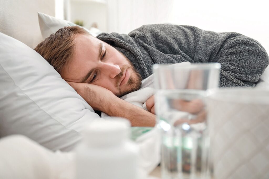 Man showing signs that he is detoxing