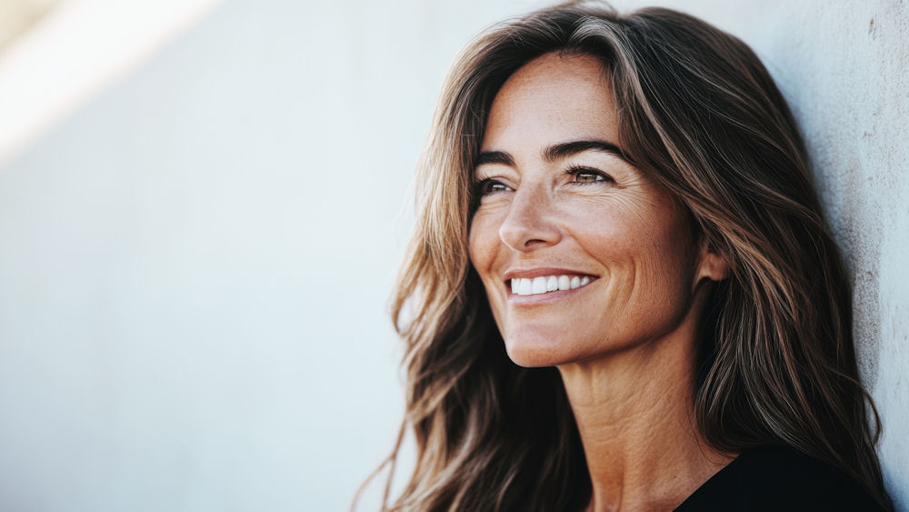 Smiling woman feeling confident after taking the first step with an am I an addict quiz